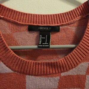 Forever 21 Coral and Light Pink Checker Knit Dress